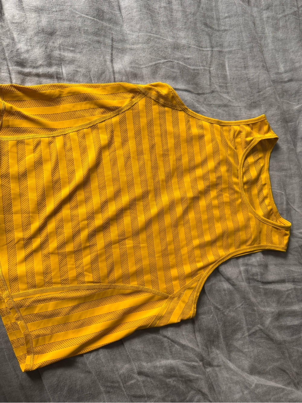lululemon athletica Bright Yellow Striped Mesh Tank